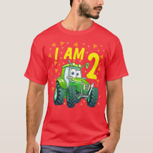Kids Kids Tractor 2nd birthday son farmer 2 years T-Shirt