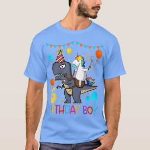 Kids Kids Unicorn Riding Dinosaur  6 Years Old Bir T-Shirt