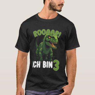Kids Kinder Ich Bin 3 Dinosaurs Dino Birthday T-Shirt