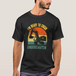 Kids Kindergarten Back To School Excavator Retro V T-Shirt