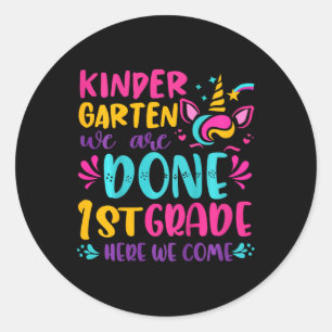 Kids Kindergarten Done 1st Grade Last Day Of Schoo Classic Round Sticker