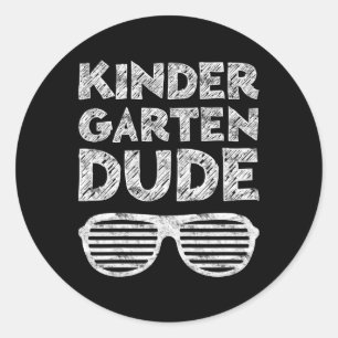 Kids Kindergarten Dude Back To School Classic Round Sticker