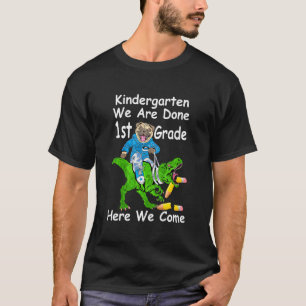 Kids Kindergarten Graduation Pug Dinosaur Last Day T-Shirt