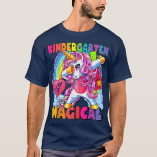 Kids Kindergarten Magical Dabbing Unicorn Back To  T-Shirt