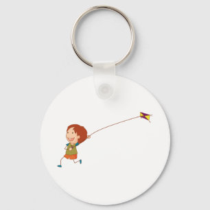 Kids Kite Flying Happy Childhood Keychain