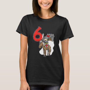 Kids Knight 6th Birthday Castle And Number 6 T-Shirt