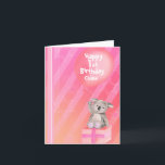 Kids Koala pink girls 1st birthday Card<br><div class="desc">Cute painted Koala Card in pink,  ideal for little niece or girl. Customize both name age and inside greeting. Sweet little card false available in different colours. Art and designed by Sarah Trett.</div>