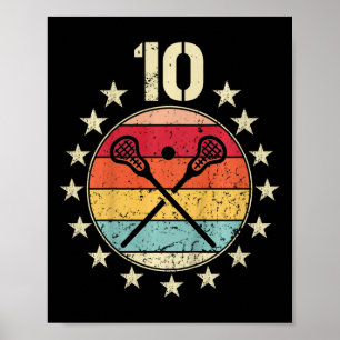 Kids Lacrosse Birthday 10 Year Old Boy Girl Lacros Poster