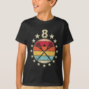 Kids Lacrosse Birthday 8 Year Old Boy Girl Lacross T-Shirt