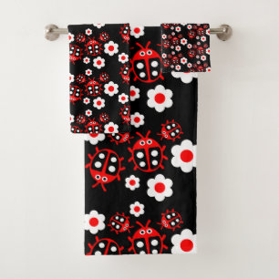 Kids ladybug bath towel set