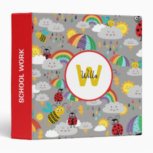 Kids Ladybug Bumblebee Rainbows Personalized Binder