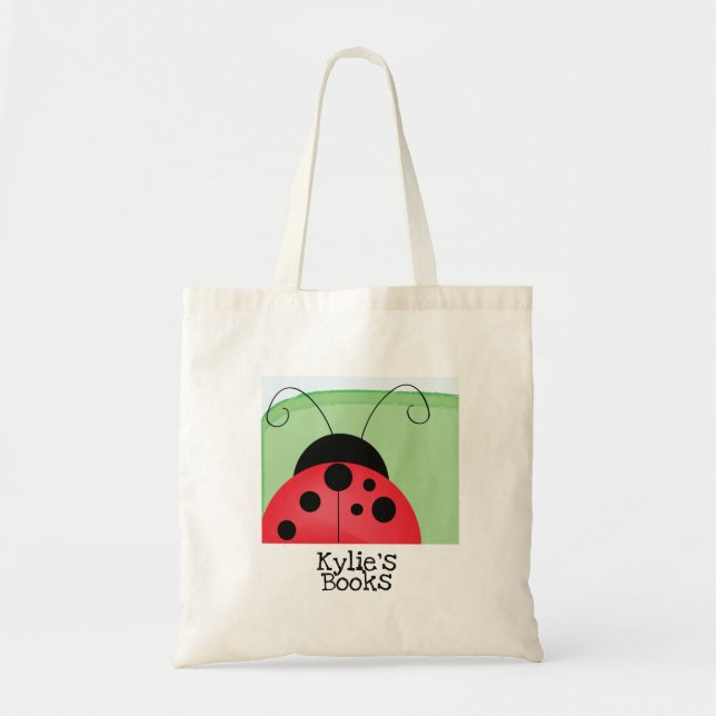 Kids Ladybug Insect Library Book  Tote Bag (Front)