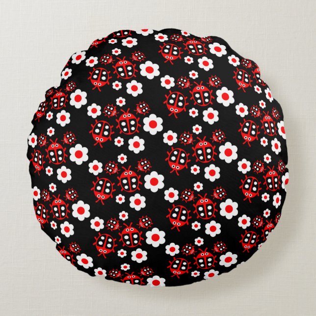 Kids ladybug  round pillow (Front)