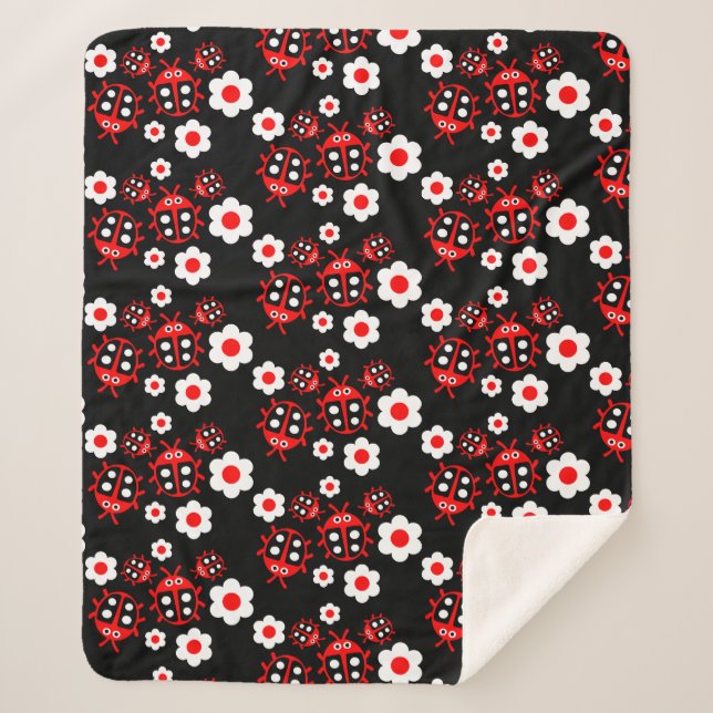 Kids ladybug  sherpa blanket (Front)