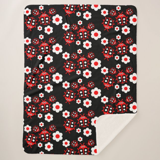 Kids ladybug  sherpa blanket (Front)