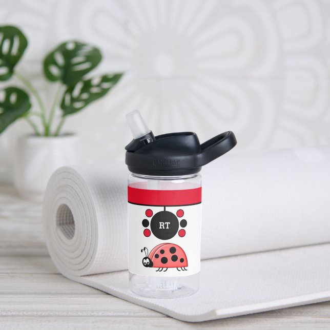 Kids ladybugs add initials stars red CamelBak Water Bottle (Yoga)