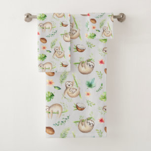 Kids Lazy Sloth  Bath Towel Set