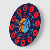 Kids learn to tell time navy blue wall clock (Angle)