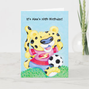 Kids leopard soccer customizable invitations