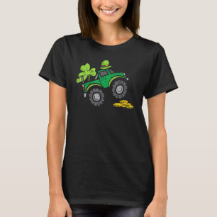 Kids Leprechaun Monster Truck Shamrock St Patrick  T-Shirt