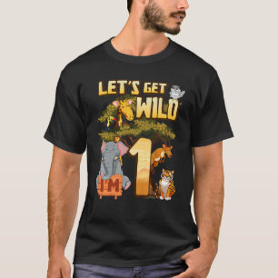 Kids Let's Be Wild I'm 1 Safari Animal Zoo Animal T-Shirt