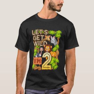 Kids Let's Be Wild I'm 2 Safari Animal Zoo Animal T-Shirt