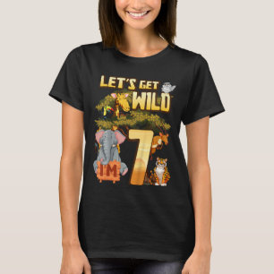 Kids Let's Be Wild I'm 7 Safari Animal Zoo Animal T-Shirt