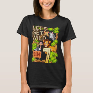 Kids Let's Be Wild I'm 7 Safari Animal Zoo Animal T-Shirt