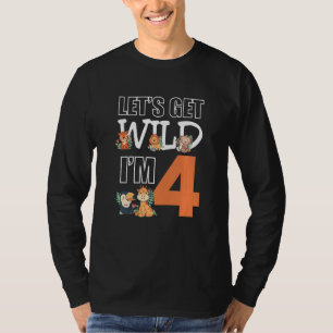 Kids Lets Get Wild Im 4 Kids Birthday Animals Zoo T-Shirt