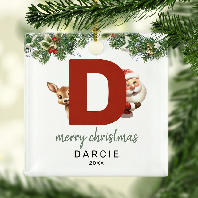 Kids Letter D Monogram Christmas Tree  Metal Ornament (Creator Uploaded)
