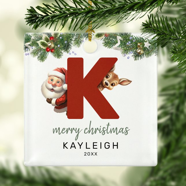 Kids Letter K Monogram Christmas Tree Metal Ornament (Creator Uploaded)