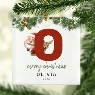 Kids Letter O Monogram Christmas Tree  Metal Ornament