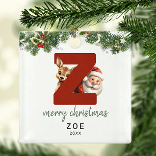 Kids Letter Z Monogram Christmas Tree  Metal Ornament