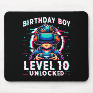 Kids Level 10 Unlocked 10 Years Old Birthday Gamer Mouse Pad