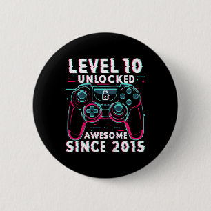 Kids Level 10 Unlocked Video Game 10th Birthday Ga 2 Inch Round Button