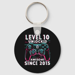 Kids Level 10 Unlocked Video Game 10th Birthday Ga Keychain