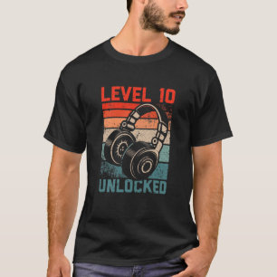 Kids Level 10 Unlocked Video Gamer Lovers 10Th Bir T-Shirt