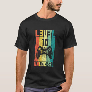 Kids Level 10 Unlocked Vintage Video Gamer 10th Bi T-Shirt