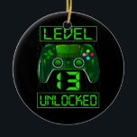 Kids Level 13 Unlocked Funny Video Gamer 13th Ceramic Ornament<br><div class="desc">Kids Level 13 Unlocked Funny Video Gamer 13th Birthday Gift. Perfect gift for your dad, mom, papa, men, women, friend and family members on Thanksgiving Day, Christmas Day, Mothers Day, Fathers Day, 4th of July, 1776 Independent day, Veterans Day, Halloween Day, Patrick's Day</div>
