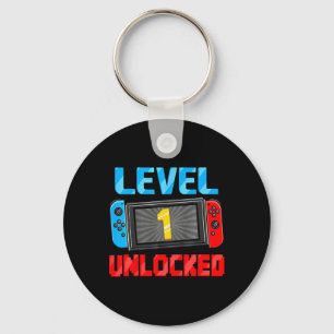 Kids Level 1 Unlocked Gamer 1st Birthday Gift Vide Keychain
