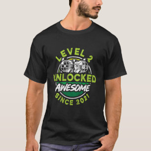 Kids Level 2 Unlocked Awesome Since 2021 Video Gam T-Shirt