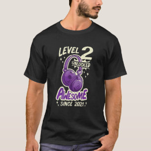Kids Level 2 Unlocked Awesome Since 2021 Video Gam T-Shirt