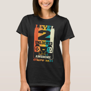 Kids Level 2 Unlocked Awesome Since 2021 Video Gam T-Shirt
