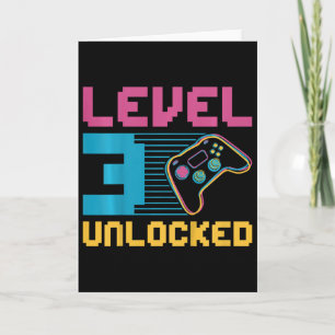 Kids Level 3 Unlocked Gaming Birthday Card