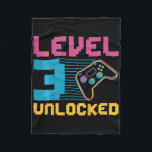 Kids Level 3 Unlocked Gaming Birthday  Fleece Blanket<br><div class="desc">Kids Level 3 Unlocked Gaming Birthday</div>
