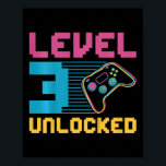 Kids Level 3 Unlocked Gaming Birthday  Poster<br><div class="desc">Kids Level 3 Unlocked Gaming Birthday</div>