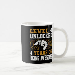 Kids Level 4 Unlocked Video Game 4th Birthday Coffee Mug