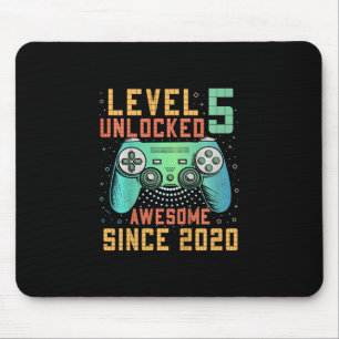 Kids Level 5 Unlocked 5th Birthday 5 Year Old Boy Mouse Pad