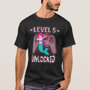 Kids Level 5 Unlocked     Dabbing Mermaid Gamer 5t T-Shirt