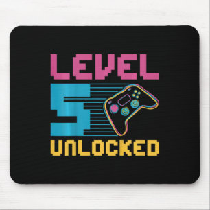 Kids Level 5 Unlocked Gaming Birthday Mouse Pad